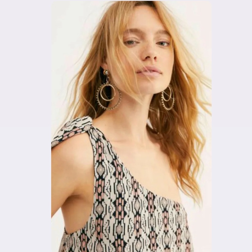 NEW Free People Gaia Dress One Shoulder Asymmetric Mini Dress Size 10